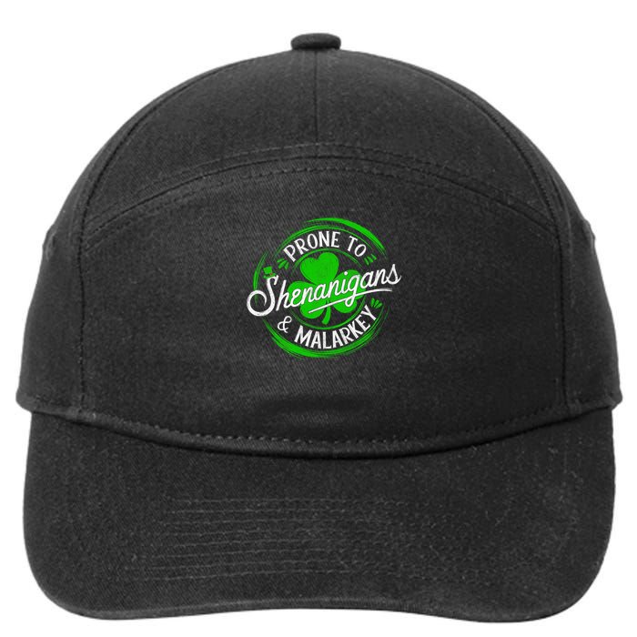 Prone To Shenanigans And Malarkey St Patrick's Day Shamrock 7-Panel Snapback Hat