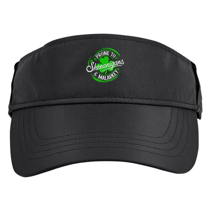 Prone To Shenanigans And Malarkey St Patrick's Day Shamrock Adult Drive Performance Visor