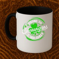 Prone To Shenanigans And Malarkey St Patrick's Day Shamrock Mug