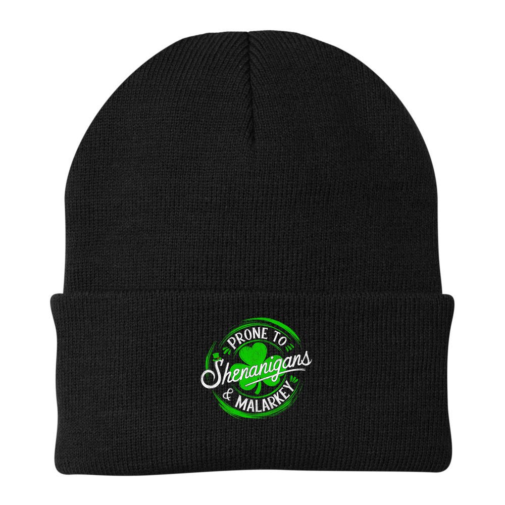 Prone To Shenanigans And Malarkey St Patrick's Day Shamrock Beanie