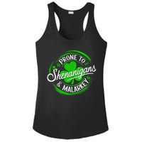 Prone To Shenanigans And Malarkey St Patrick's Day Shamrock Ladies PosiCharge Competitor Racerback Tank