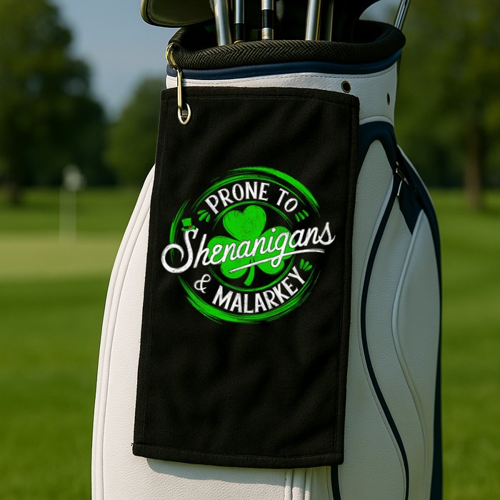 Prone To Shenanigans And Malarkey St Patrick's Day Shamrock Golf Towel