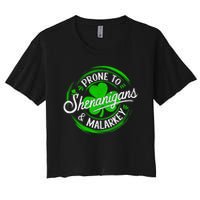 Prone To Shenanigans And Malarkey St Patrick's Day Shamrock Crop Top