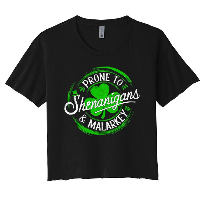 Prone To Shenanigans And Malarkey St Patrick's Day Shamrock Crop Top