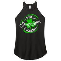 Prone To Shenanigans And Malarkey St Patrick's Day Shamrock Women's Perfect Tri Rocker Tank