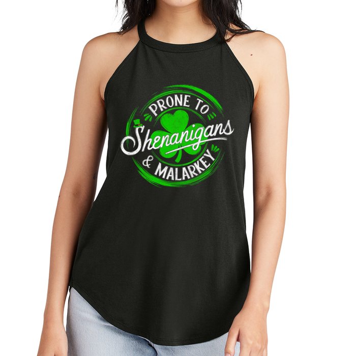 Prone To Shenanigans And Malarkey St Patrick's Day Shamrock Women's Perfect Tri Rocker Tank