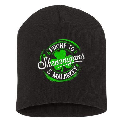 Prone To Shenanigans And Malarkey St Patrick's Day Shamrock Short Acrylic Beanie