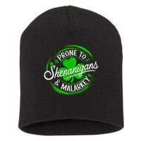 Prone To Shenanigans And Malarkey St Patrick's Day Shamrock Short Acrylic Beanie
