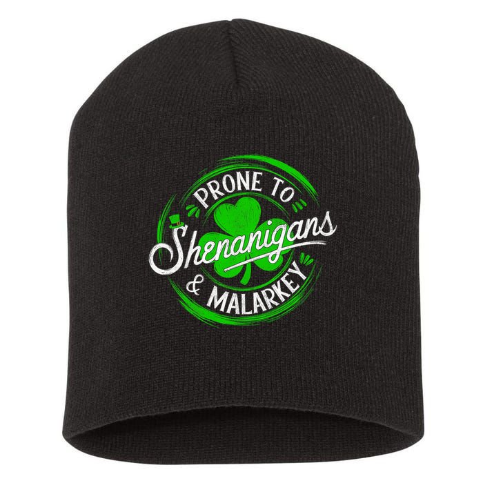 Prone To Shenanigans And Malarkey St Patrick's Day Shamrock Short Acrylic Beanie