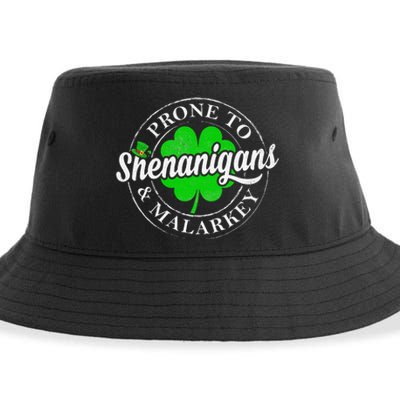 Prone To Shenanigans & Malarkey Fun Clovers St Patrick's Day Sustainable Bucket Hat