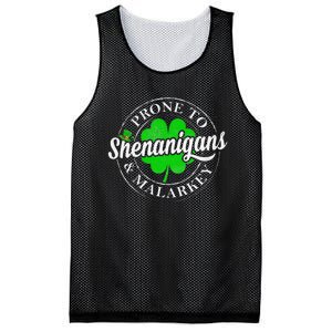 Prone To Shenanigans & Malarkey Fun Clovers St Patrick's Day Mesh Reversible Basketball Jersey Tank