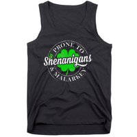 Prone To Shenanigans & Malarkey Fun Clovers St Patrick's Day Tank Top