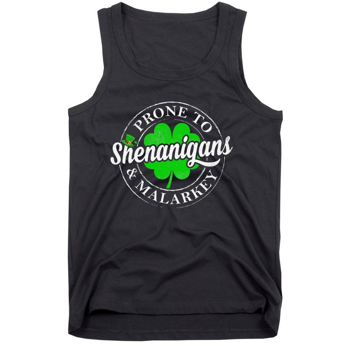 Prone To Shenanigans & Malarkey Fun Clovers St Patrick's Day Tank Top