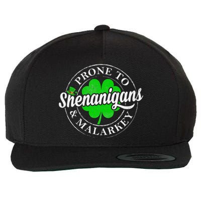 Prone To Shenanigans & Malarkey Fun Clovers St Patrick's Day Wool Snapback Cap