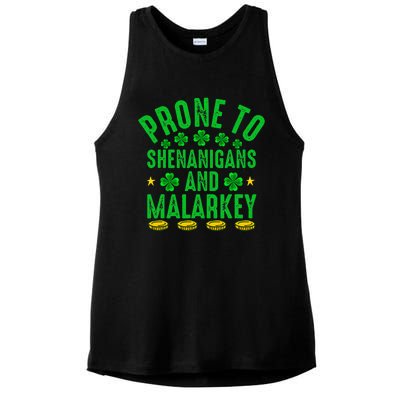 Prone To Shenanigans And Malarkey St Patricks Day Ladies PosiCharge Tri-Blend Wicking Tank