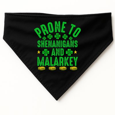 Prone To Shenanigans And Malarkey St Patricks Day USA-Made Doggie Bandana