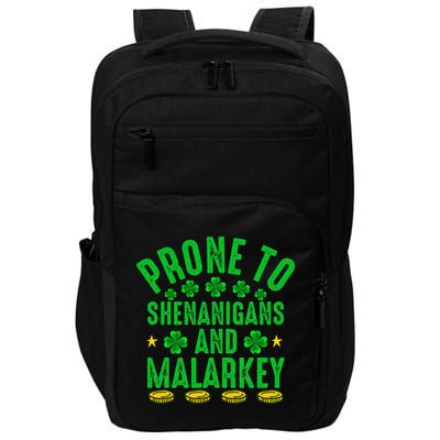 Prone To Shenanigans And Malarkey St Patricks Day Impact Tech Backpack
