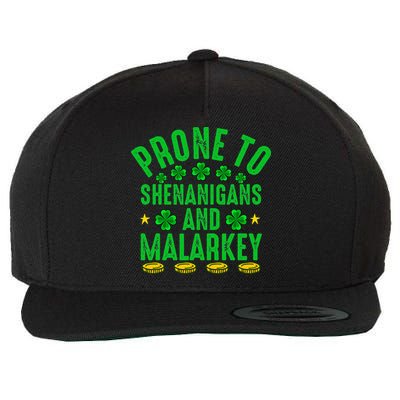 Prone To Shenanigans And Malarkey St Patricks Day Wool Snapback Cap