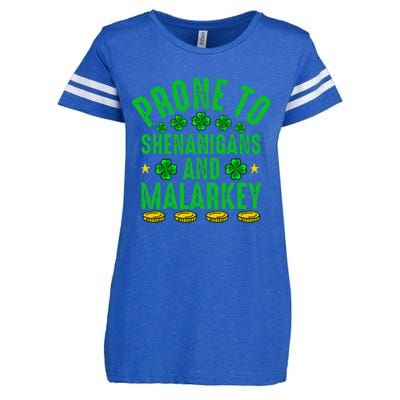 Prone To Shenanigans And Malarkey St Patricks Day Enza Ladies Jersey Football T-Shirt