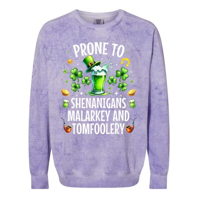 Prone To Shenanigans Malarkey & Tomfoolery St Patricks Colorblast Crewneck Sweatshirt