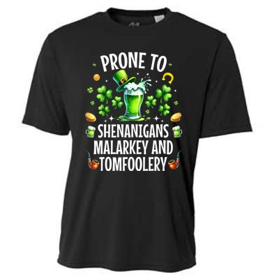 Prone To Shenanigans Malarkey & Tomfoolery St Patricks Cooling Performance Crew T-Shirt