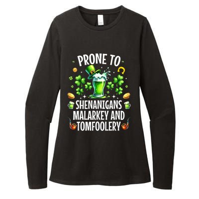 Prone To Shenanigans Malarkey & Tomfoolery St Patricks Womens CVC Long Sleeve Shirt