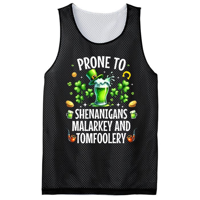 Prone To Shenanigans Malarkey & Tomfoolery St Patricks Mesh Reversible Basketball Jersey Tank