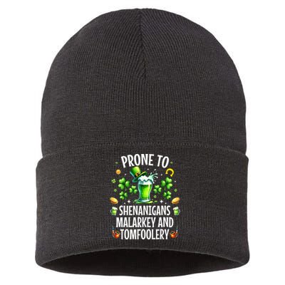 Prone To Shenanigans Malarkey & Tomfoolery St Patricks Sustainable Knit Beanie