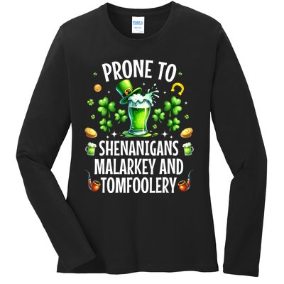 Prone To Shenanigans Malarkey & Tomfoolery St Patricks Ladies Long Sleeve Shirt