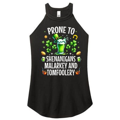 Prone To Shenanigans Malarkey & Tomfoolery St Patricks Women’s Perfect Tri Rocker Tank