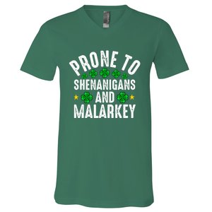 Prone To Shenanigans And Malarkey St Patricks Day Men Women V-Neck T-Shirt