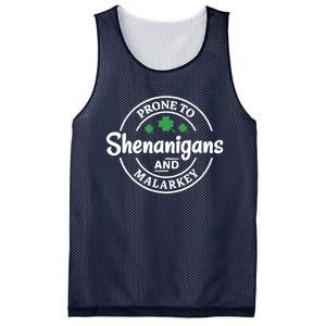 Prone to Shenanigans and Malarkey Funny St. Patricks's Day Mesh Reversible Basketball Jersey Tank