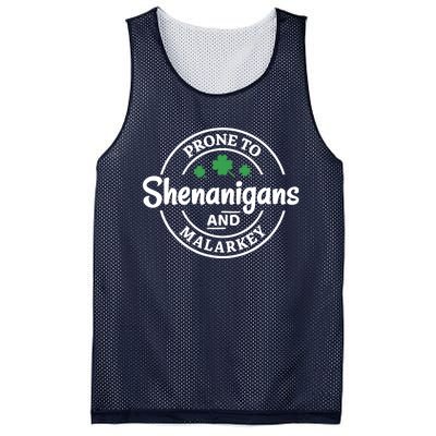 Prone to Shenanigans and Malarkey Funny St. Patricks's Day Mesh Reversible Basketball Jersey Tank