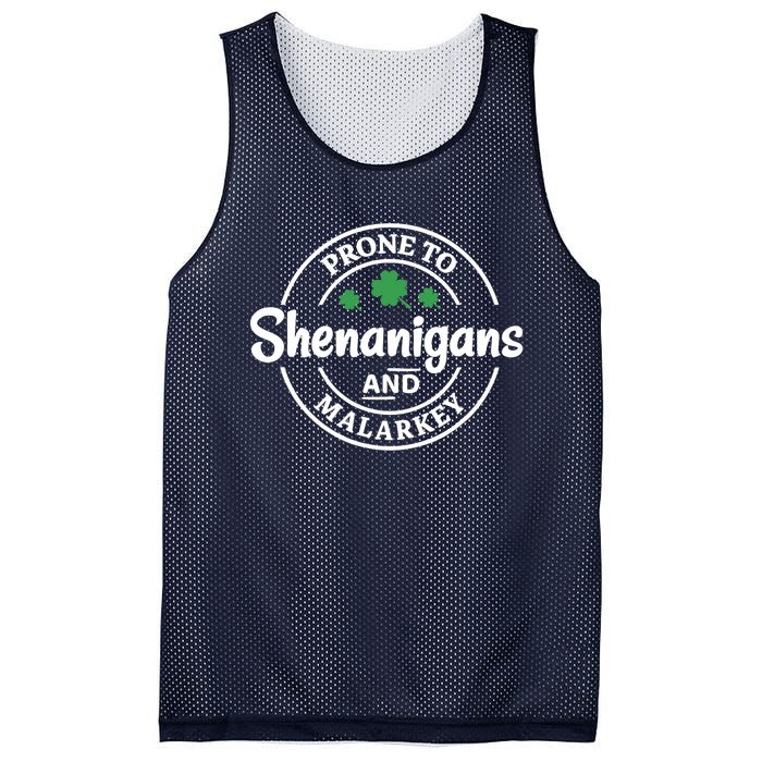 Prone to Shenanigans and Malarkey Funny St. Patricks's Day Mesh Reversible Basketball Jersey Tank