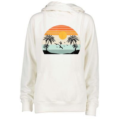 Palm Trees Summer Vacation Beach Sunshine Summer Retro Gifts Womens Funnel Neck Pullover Hood