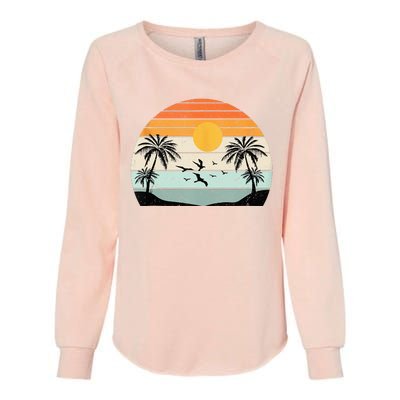 Palm Trees Summer Vacation Beach Sunshine Summer Retro Gifts Womens California Wash Sweatshirt