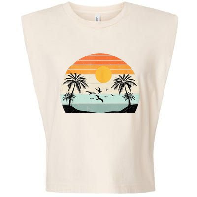 Palm Trees Summer Vacation Beach Sunshine Summer Retro Gifts Garment-Dyed Women's Muscle Tee