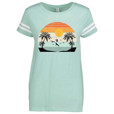 Palm Trees Summer Vacation Beach Sunshine Summer Retro Gifts Enza Ladies Jersey Football T-Shirt