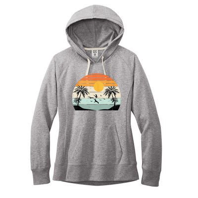 Palm Trees Summer Vacation Beach Sunshine Summer Retro Gifts Women's Fleece Hoodie