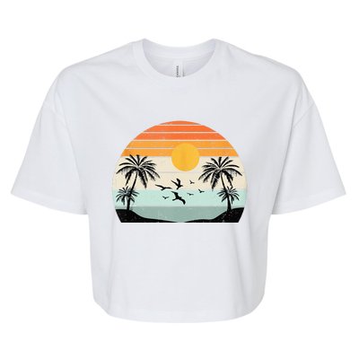 Palm Trees Summer Vacation Beach Sunshine Summer Retro Gifts Bella+Canvas Jersey Crop Tee