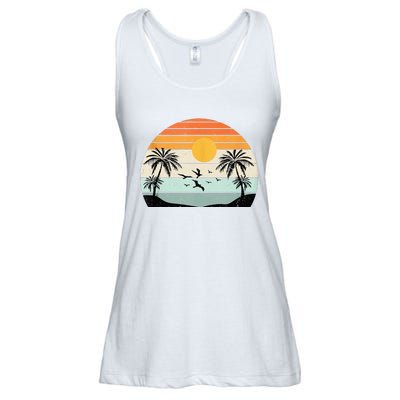 Palm Trees Summer Vacation Beach Sunshine Summer Retro Gifts Ladies Essential Flowy Tank