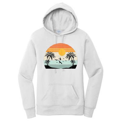 Palm Trees Summer Vacation Beach Sunshine Summer Retro Gifts Women's Pullover Hoodie