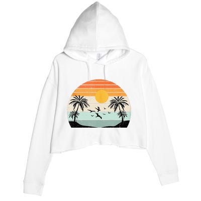 Palm Trees Summer Vacation Beach Sunshine Summer Retro Gifts Crop Fleece Hoodie