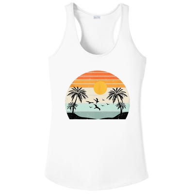 Palm Trees Summer Vacation Beach Sunshine Summer Retro Gifts Ladies PosiCharge Competitor Racerback Tank