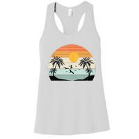 Palm Trees Summer Vacation Beach Sunshine Summer Retro Gifts Women's Racerback Tank