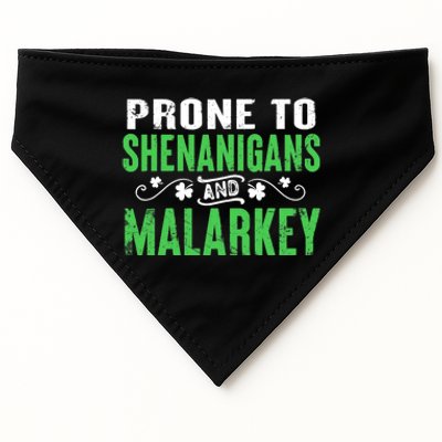 Prone To Shenanigans And Malarkey Funny St Patricks Day USA-Made Doggie Bandana