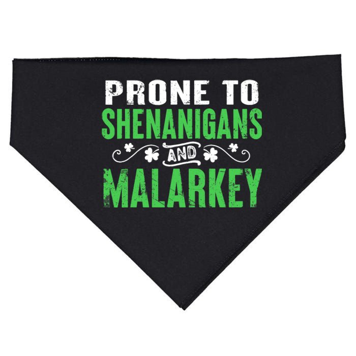 Prone To Shenanigans And Malarkey Funny St Patricks Day USA-Made Doggie Bandana