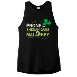 Prone To Shenanigans And Malarkey Funny Ireland Leprechaun Irish Gift Ladies PosiCharge Tri-Blend Wicking Tank