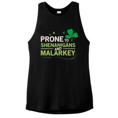 Prone To Shenanigans And Malarkey Funny Ireland Leprechaun Irish Gift Ladies PosiCharge Tri-Blend Wicking Tank