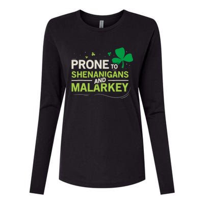 Prone To Shenanigans And Malarkey Funny Ireland Leprechaun Irish Gift Womens Cotton Relaxed Long Sleeve T-Shirt